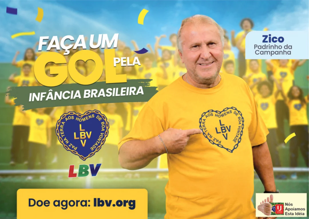 Zico entra em campo com a LBV em campanha pela infância brasileira
